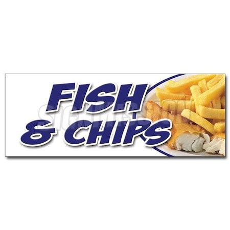 Signmission FISH & CHIPS DECAL sticker cod haddock white deep fried chips takeaway, D-48 Fish & Chips D-48 Fish & Chips